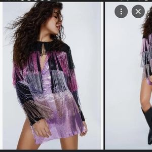 Nasty Gal Sequin Fringe Jacket size medium/large worn for a Taylor Swift show.
